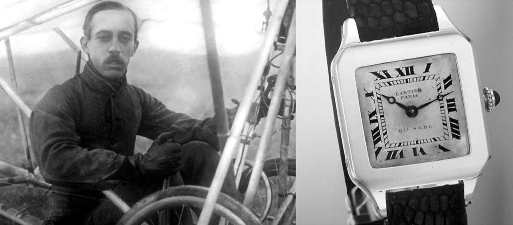 Alberto Santos-Dumont junto a su reloj Cartier